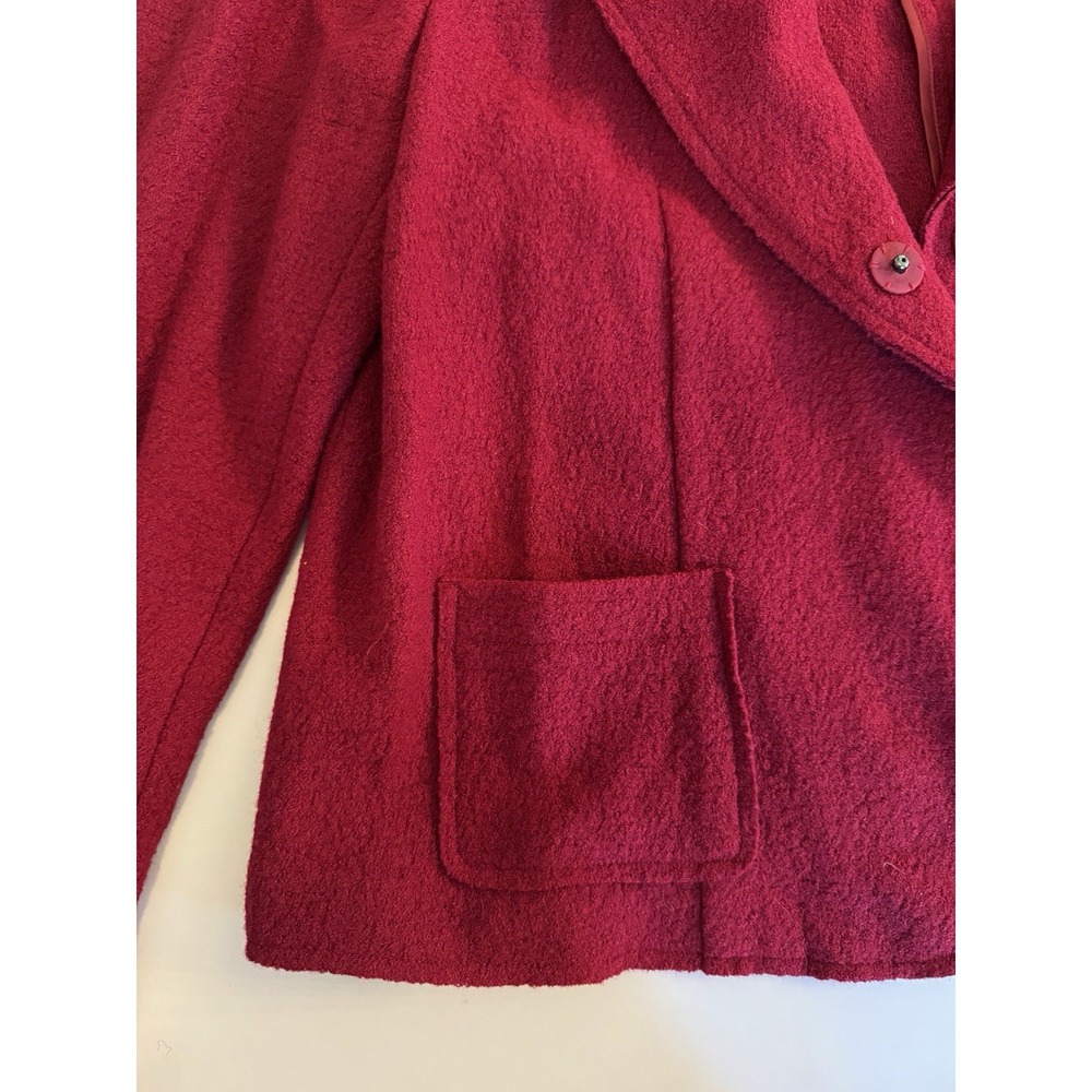 J Jill Raspberry Jacket Blazer Boiled Wool Blend Pockets Snap Front XL Fall - Picture 10 of 16